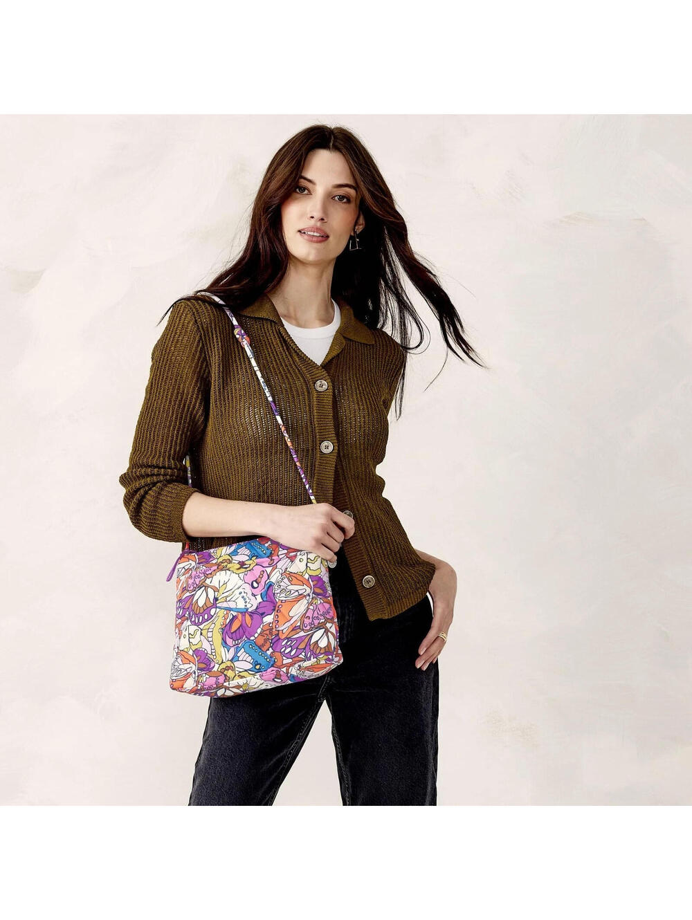 Vera Bradley Womens Featherweight Original Hipster Crossbody, Flutter, $80 MSRP - Picture 3 of 10